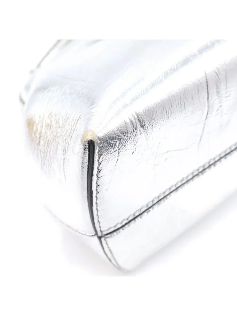 Fendi First Small Leather 2-Way Clutch Shoulder Bag Silver
